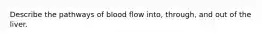 Describe the pathways of blood flow into, through, and out of the liver.