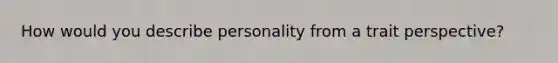 How would you describe personality from a trait perspective?