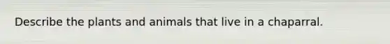 Describe the plants and animals that live in a chaparral.