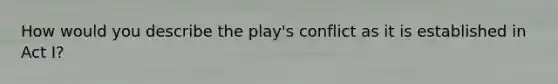 How would you describe the play's conflict as it is established in Act I?