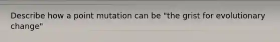 Describe how a point mutation can be "the grist for evolutionary change"