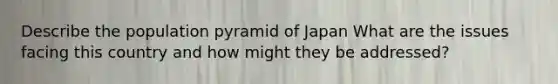 Describe the population pyramid of Japan What are the issues facing this country and how might they be addressed?