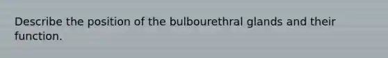 Describe the position of the bulbourethral glands and their function.