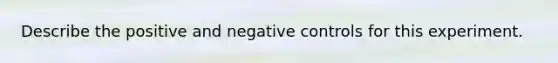 Describe the positive and negative controls for this experiment.