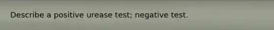 Describe a positive urease test; negative test.