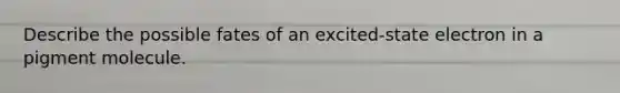 Describe the possible fates of an excited-state electron in a pigment molecule.