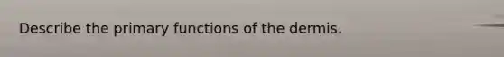 Describe the primary functions of the dermis.