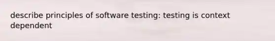 describe principles of software testing: testing is context dependent