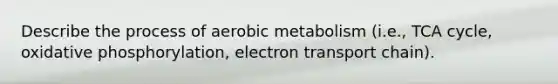 Describe the process of aerobic metabolism (i.e., TCA cycle, oxidative phosphorylation, electron transport chain).