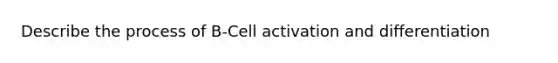 Describe the process of B-Cell activation and differentiation