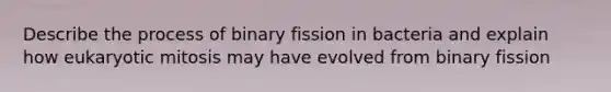 Describe the process of binary fission in bacteria and explain how eukaryotic mitosis may have evolved from binary fission