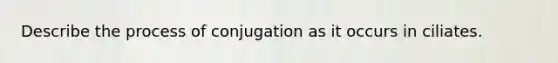 Describe the process of conjugation as it occurs in ciliates.