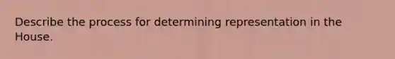 Describe the process for determining representation in the House.