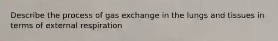 Describe the process of gas exchange in the lungs and tissues in terms of external respiration