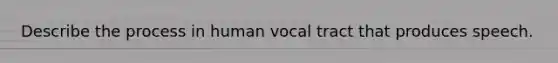 Describe the process in human vocal tract that produces speech.