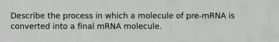 Describe the process in which a molecule of pre-mRNA is converted into a final mRNA molecule.