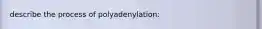 describe the process of polyadenylation: