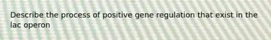 Describe the process of positive gene regulation that exist in the lac operon