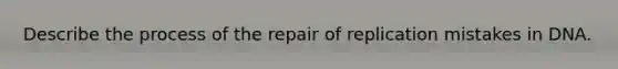 Describe the process of the repair of replication mistakes in DNA.