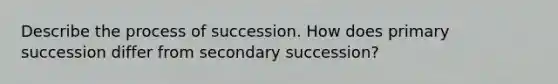 Describe the process of succession. How does primary succession differ from secondary succession?