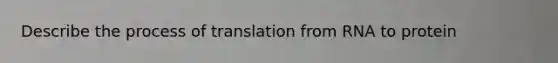 Describe the process of translation from RNA to protein