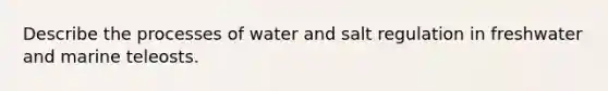 Describe the processes of water and salt regulation in freshwater and marine teleosts.