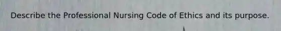 Describe the Professional Nursing Code of Ethics and its purpose.