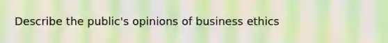 Describe the public's opinions of business ethics