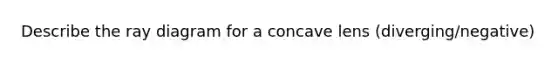 Describe the ray diagram for a concave lens (diverging/negative)