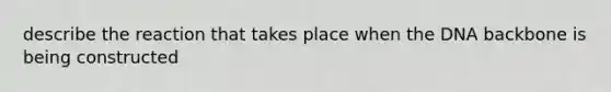 describe the reaction that takes place when the DNA backbone is being constructed