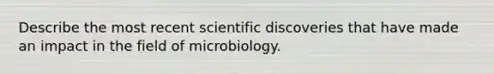 Describe the most recent scientific discoveries that have made an impact in the field of microbiology.