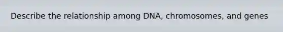 Describe the relationship among DNA, chromosomes, and genes