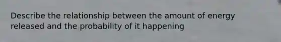 Describe the relationship between the amount of energy released and the probability of it happening