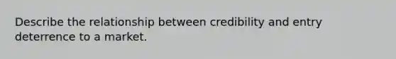 Describe the relationship between credibility and entry deterrence to a market.