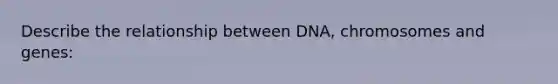 Describe the relationship between DNA, chromosomes and genes: