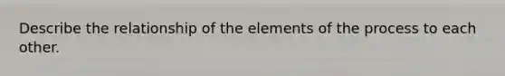 Describe the relationship of the elements of the process to each other.