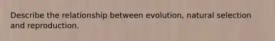 Describe the relationship between evolution, natural selection and reproduction.