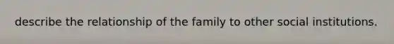 describe the relationship of the family to other social institutions.