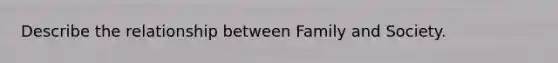 Describe the relationship between Family and Society.