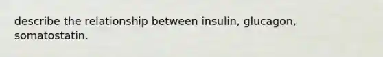 describe the relationship between insulin, glucagon, somatostatin.