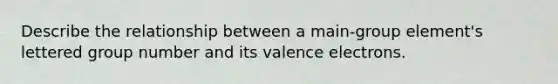 Describe the relationship between a main-group element's lettered group number and its valence electrons.