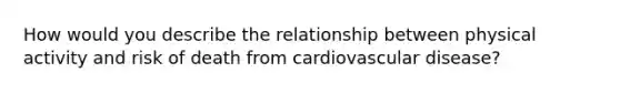 How would you describe the relationship between physical activity and risk of death from cardiovascular disease?