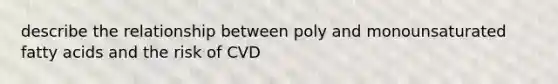 describe the relationship between poly and monounsaturated fatty acids and the risk of CVD