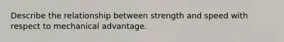 Describe the relationship between strength and speed with respect to mechanical advantage.