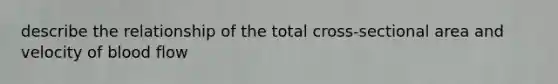 describe the relationship of the total cross-sectional area and velocity of blood flow