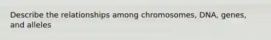 Describe the relationships among chromosomes, DNA, genes, and alleles