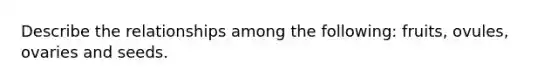 Describe the relationships among the following: fruits, ovules, ovaries and seeds.