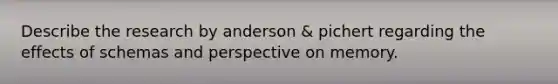 Describe the research by anderson & pichert regarding the effects of schemas and perspective on memory.