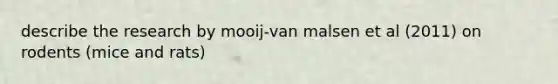 describe the research by mooij-van malsen et al (2011) on rodents (mice and rats)