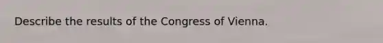 Describe the results of the Congress of Vienna.